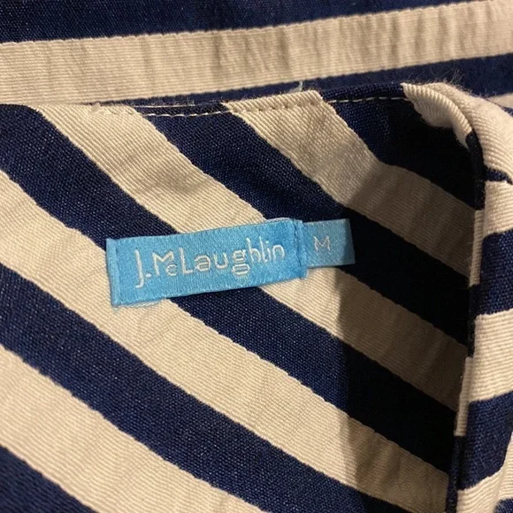 J. McLaughlin Tracy Blue & White Stripe Shift Dress (M) - Picture 5 of 12